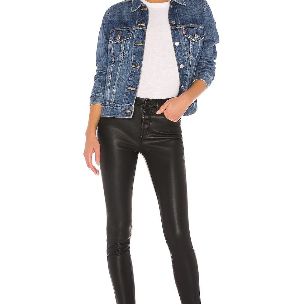 BLANK NYC Black Faux Leather Daddy Soda Pant Button Fly Black